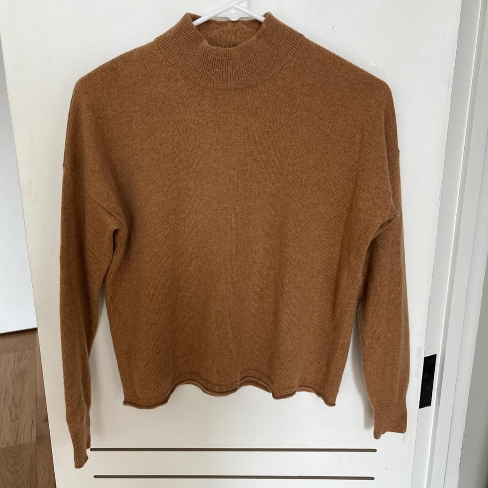 Madewell Tan Cashmere Mockneck Sweater